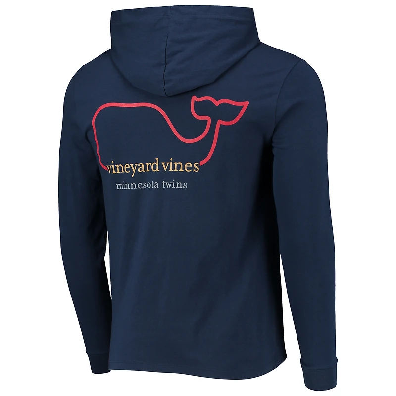 T-shirt à capuche manches longues Vineyard Vines pour hommes, bleu marine, Minnesota Twins