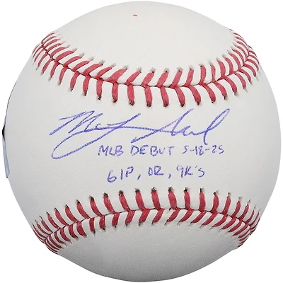 Balle de baseball autographiée par Mick Abel des Twins du Minnesota, avec inscription pour ses débuts en MLB - Édition limitée à 10 exemplaires