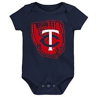 Lot de trois bodys pour nouveau-nés et nourrissons bleu marine/rouge/blanc Minnesota Twins Minor League Player