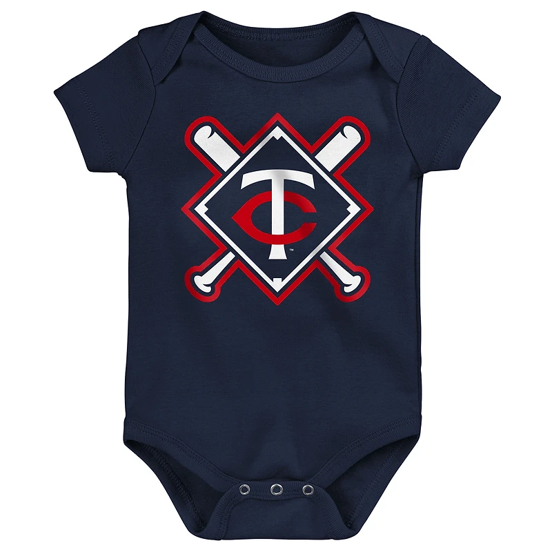 Newborn Outerstuff Minnesota Twins Home Plate 3-Piece Creeper Set
