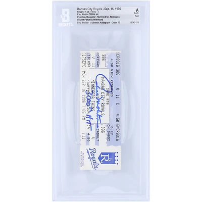 Paul Molitor Minnesota Twins Autographed Career Hit 3,000 Souvenir Beckett Fanatics Witnessed Authenticated Auto 10 Ticket from September 16