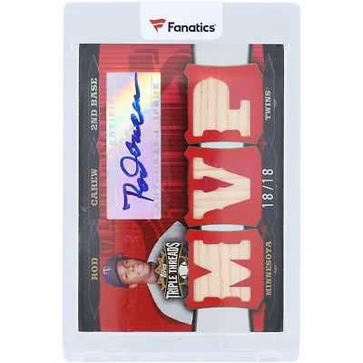 Rod Carew Minnesota Twins Autographed 2006 Topps Triple Threads Triple Game-Used Relic #TTRA-102 #18/18 Card 
