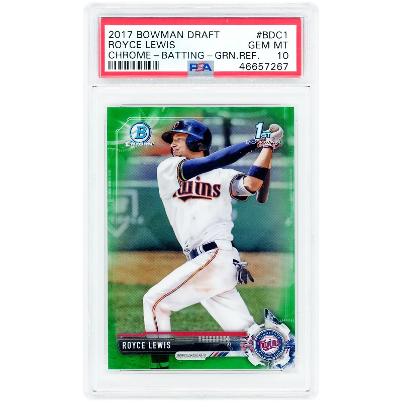 Royce Lewis Minnesota Twins 2017 Bowman Chrome Green Refractor #BDC-1 #31/99 PSA Authenticated 10 Card