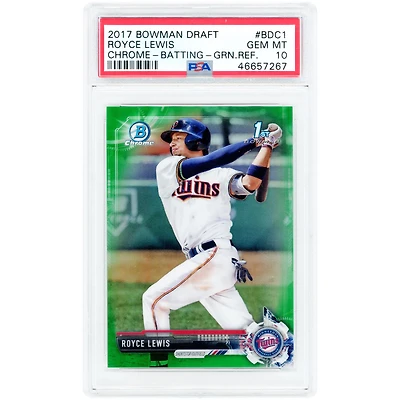 Carte Royce Lewis Minnesota Twins 2017 Bowman Chrome Green Refractor #BDC-1 #31/99 authentifiée par PSA (10 cartes)