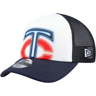 Toddler New Era White/Navy Minnesota Twins Painted A-Frame 9FORTY Trucker Adjustable Hat