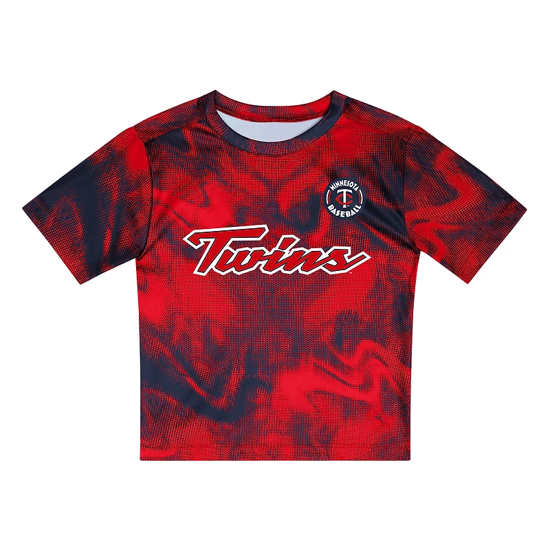Ensemble t-shirt et short de frappeur champ intérieur pour tout-petit rouge/bleu marine des Twins du Minnesota