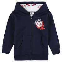 Veste à capuche fermeture éclair intégrale pour tout-petit, douce comme un raisin, bleu marine, Minnesota Twins