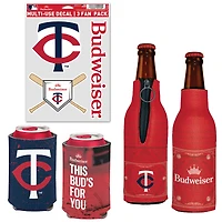 WinCraft Minnesota Twins MLB x Budweiser Refroidisseur de canettes, refroidisseur de bouteilles et pack d'autocollants