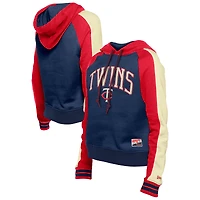 Sweat à capuche court manches raglan pour femme de la collection Cooperstown des Twins du Minnesota New Era bleu marine