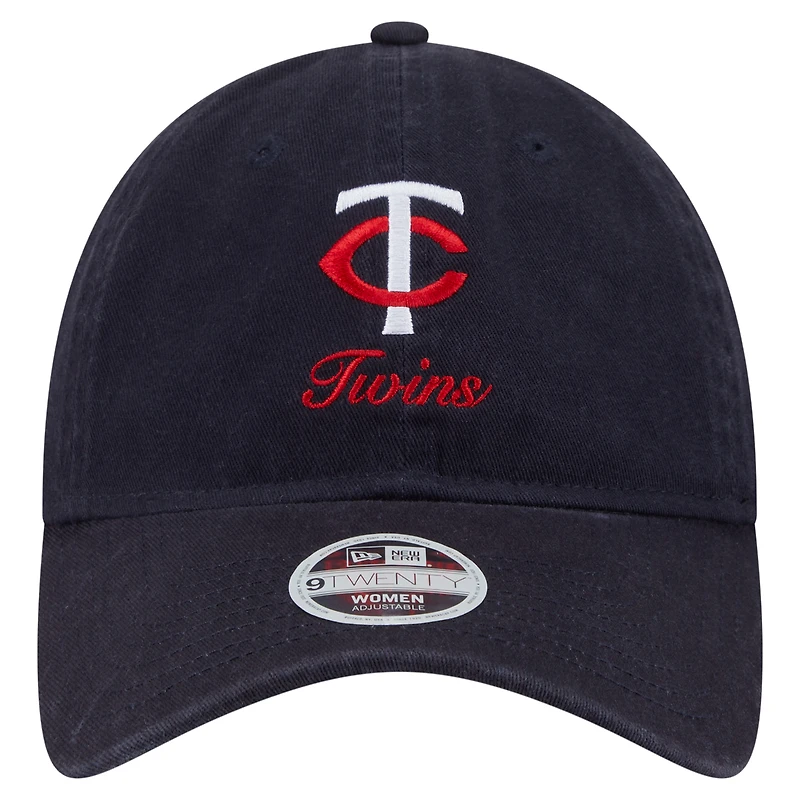 Casquette ajustable 9TWENTY Preppy Team New Era bleu marine pour femme des Twins du Minnesota