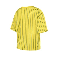 T-shirt court à rayures jaunes City Connect Multiplier Minnesota Twins New Era pour femme