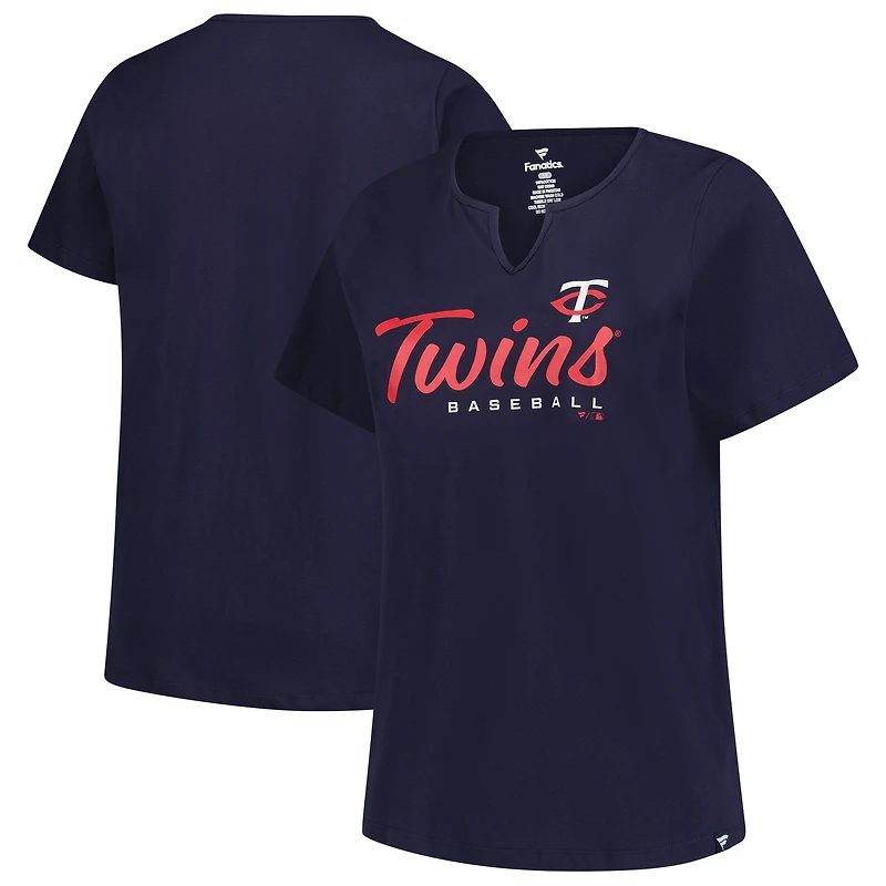 T-shirt à col cranté avec logo des Twins du Minnesota pour femme