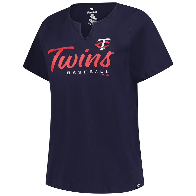 T-shirt à col cranté avec logo des Twins du Minnesota pour femme