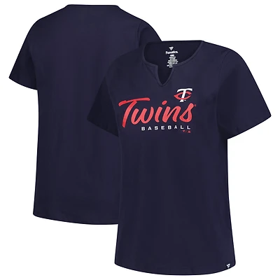 Women's Profile  Navy Minnesota Twins Wordmark Notch Neck T-Shirt