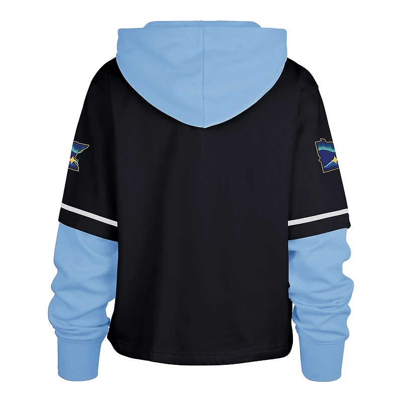 Sweat à capuche court City Connect bleu marine 47 pour femme des Twins du Minnesota