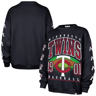 Sweat-shirt oversize tendance Minnesota Twins bleu marine pour femme, modèle 47