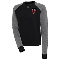 Women's Antigua  Black/White Minnesota Twins Flier Bunker Tri-Blend Pullover Sweatshirt