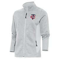 Women's Antigua Gray Minnesota Twins Course Full-Zip Jacket