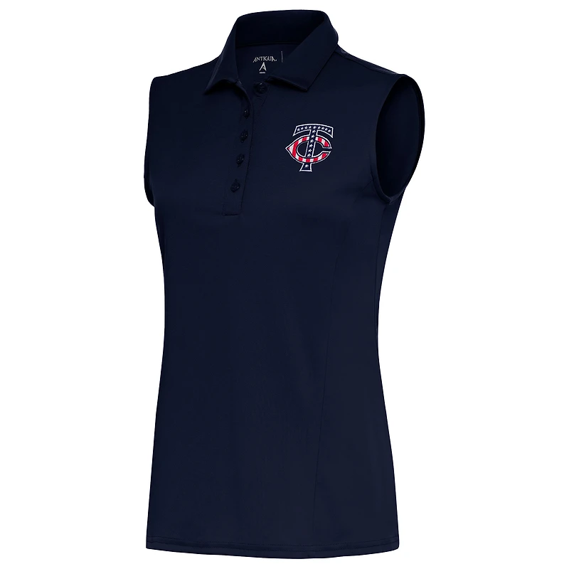 Women's Antigua  Navy Minnesota Twins Patriotic Sleeveless Tribute Polo