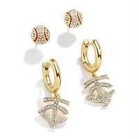 Ensemble de boucles d'oreilles pour femme BaubleBar Gold Minnesota Twins Team