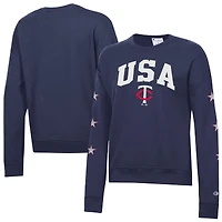 Sweat-shirt à col rond en polaire Champion bleu marine Minnesota Twins Americana pour femme