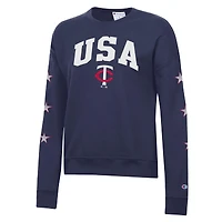 Women's Champion  Navy Minnesota Twins Americana Fleece Crewneck Sweatshirt