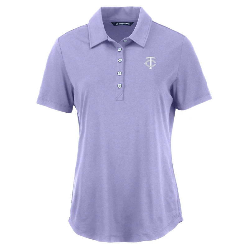Women's Cutter & Buck Lavender Minnesota Twins Coastline Epic Comfort Eco Recycled Polo