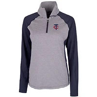 Women's Cutter & Buck Navy Minnesota Twins DryTec Forge Tonal Stripe Stretch Half-Zip Top