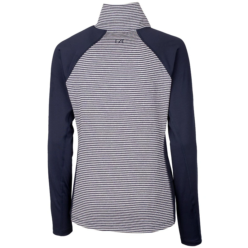 Women's Cutter & Buck Navy Minnesota Twins DryTec Forge Tonal Stripe Stretch Half-Zip Top