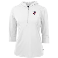 Sweat à capuche demi-zippé recyclé DryTec Virtue Eco Pique pour femme, blanc, des Twins du Minnesota, Cutter & Buck