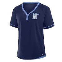 T-shirt à col en V raglan Diva de la collection Cooperstown des Twins du Minnesota Fanatics pour femmes, bleu marine