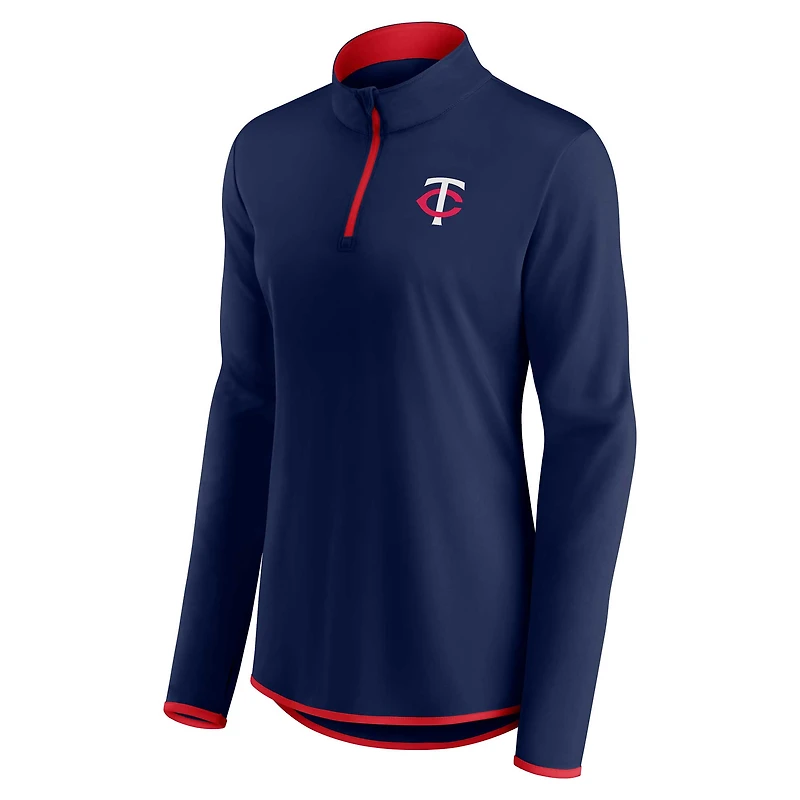 Women's Fanatics Navy Minnesota Twins Corner Quarter-Zip Top