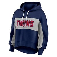 Women's Fanatics Navy Minnesota Twins Filled Stat Sheet Pullover Hoodie
