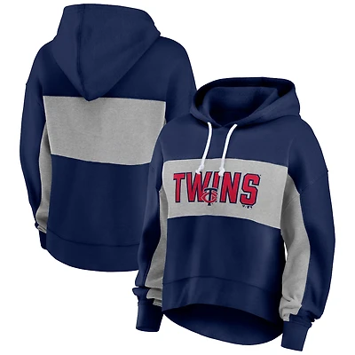 Women's Fanatics Navy Minnesota Twins Filled Stat Sheet Pullover Hoodie