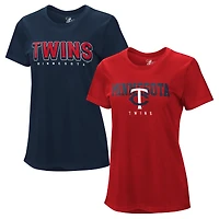 Women's G-III 4Her by Carl Banks  Navy/Red Minnesota Twins Two T-Shirt Combo Pack