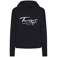 Sweat à capuche court noir Levelwear pour femme, modèle Twins du Minnesota, Accolade Sweet Express, en mélange tri-mélange