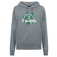 Women's Levelwear  Gray Minnesota Twins St. Patrick's Day Adorn Shamrock Pullover Hoodie