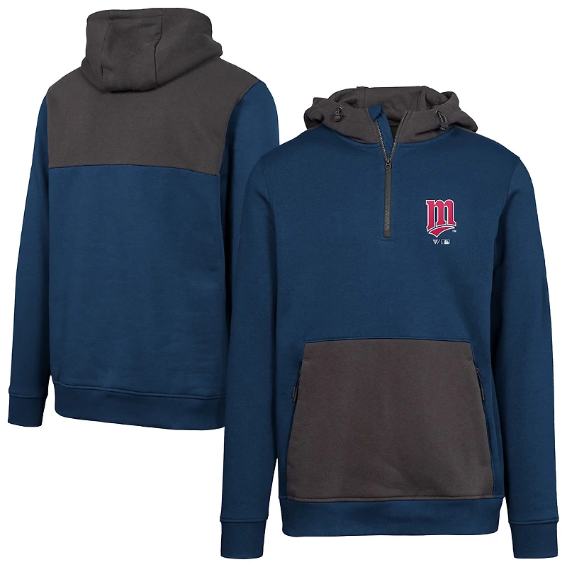 Women's Levelwear Navy Minnesota Twins Cooperstown Collection Chicane Core Logo Quarter-Zip Pullover Hoodie