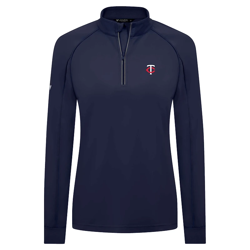 Haut à glissière quart de tour Kinetic Insignia Core Raglan bleu marine pour femme des Twins du Minnesota Levelwear