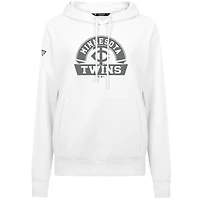 Women's Levelwear White Minnesota Twins Adorn Banner Arch Pullover Hoodie