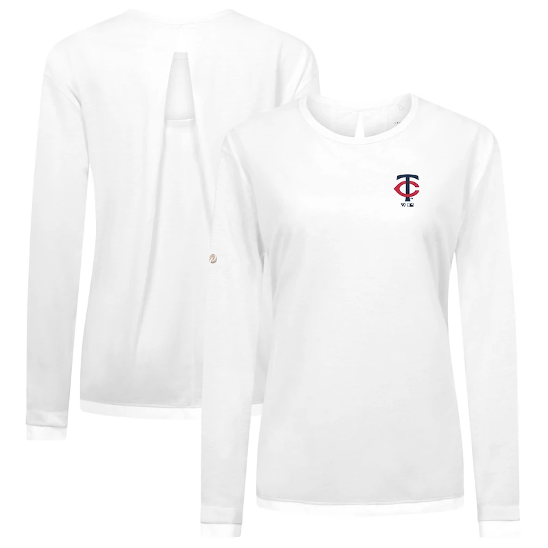 Women's Levelwear White Minnesota Twins Sequoia Primary Logo Long Sleeve T-Shirt
