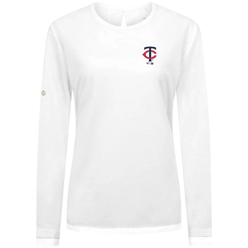 T-shirt à manches longues blanc pour femme Levelwear avec logo principal Sequoia des Twins du Minnesota