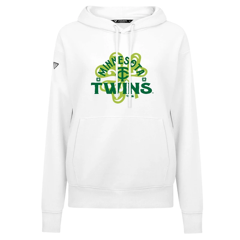 Sweat à capuche blanc pour femme Levelwear Minnesota Twins St. Patrick's Day Adorn Shamrock