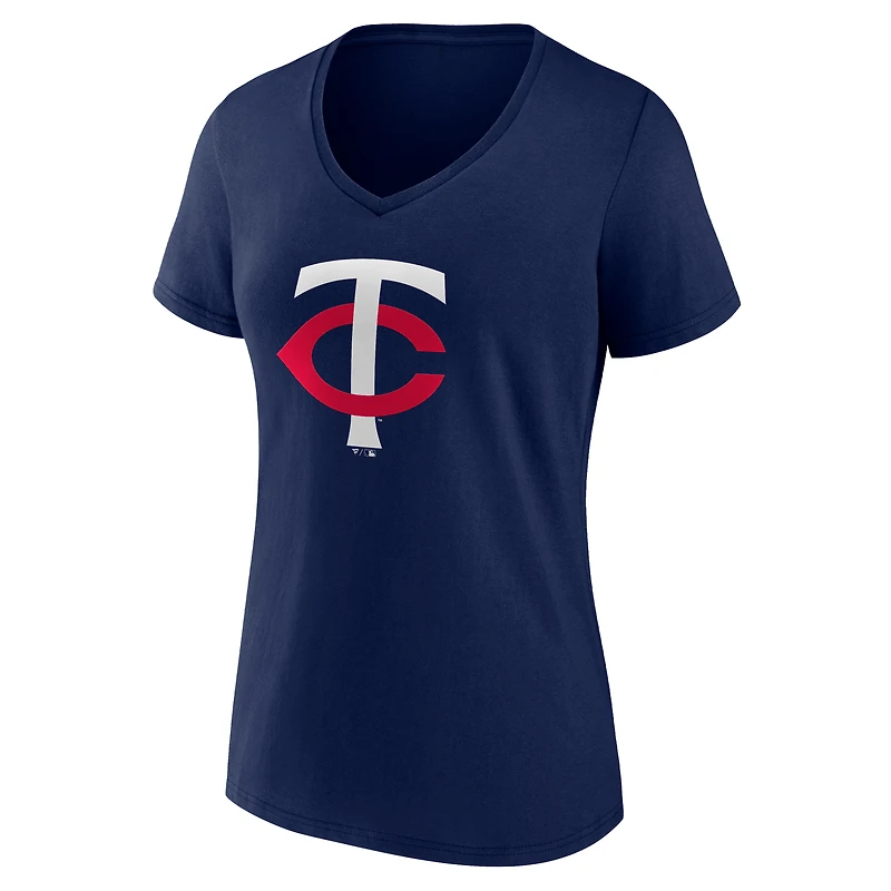 Women's Logo Athletic  Navy Minnesota Twins Official V-Neck T-Shirt