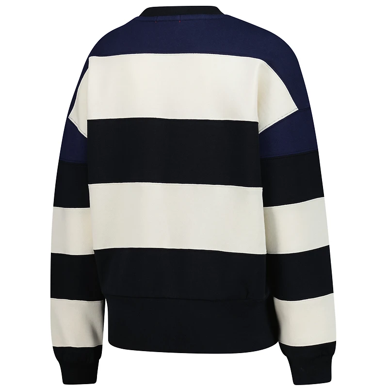 Women's Mitchell & Ness Navy/Black Minnesota Twins Cooperstown Collection Blocked Fleece Pullover Sweatshirt