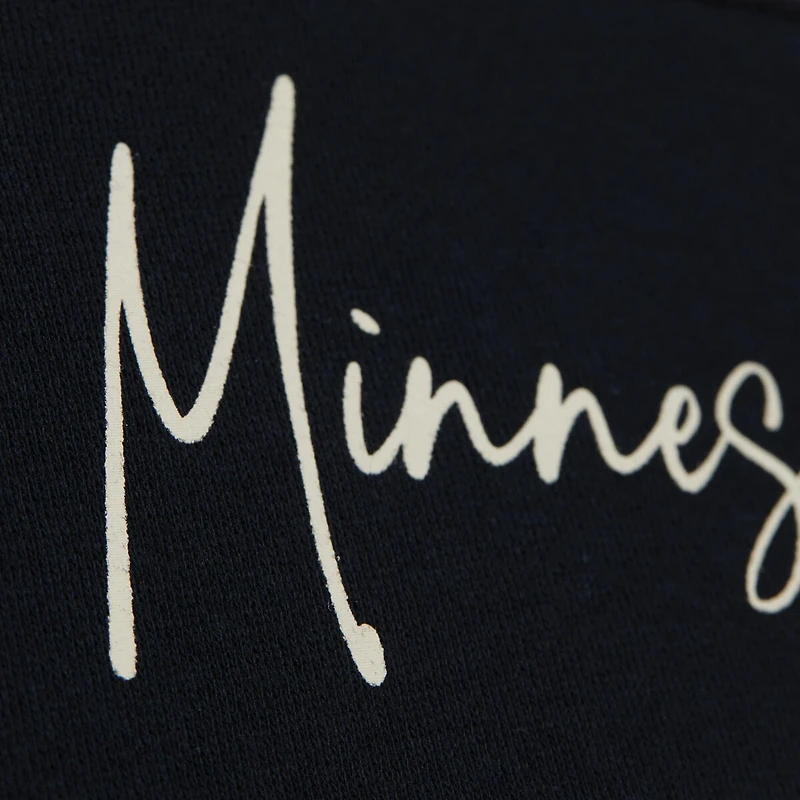 Women's Mitchell & Ness Navy/Black Minnesota Twins Cooperstown Collection Blocked Fleece Pullover Sweatshirt