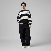 Women's Mitchell & Ness  Navy/Black Minnesota Twins Cooperstown Collection Blocked Fleece Pullover Sweatshirt