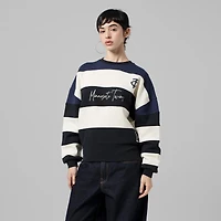 Women's Mitchell & Ness  Navy/Black Minnesota Twins Cooperstown Collection Blocked Fleece Pullover Sweatshirt