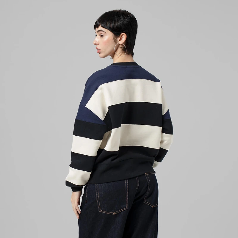 Women's Mitchell & Ness Navy/Black Minnesota Twins Cooperstown Collection Blocked Fleece Pullover Sweatshirt