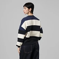 Women's Mitchell & Ness  Navy/Black Minnesota Twins Cooperstown Collection Blocked Fleece Pullover Sweatshirt